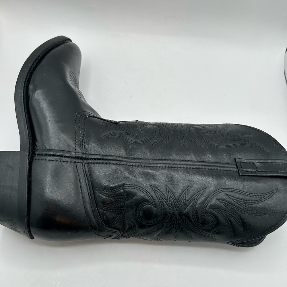 Laredo Boots 4240 Paris Lea Vamp Fox & Front Shaft Cowboy Black Leather Sz 9 - Picture 7 of 13
